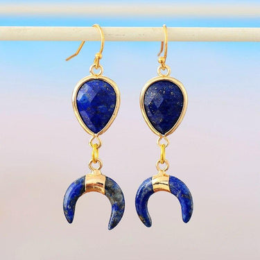Crescent Aventurine Teardrop Earrings-Your Soul Place